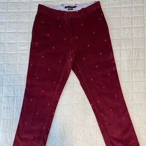 Tommy Hilfiger Slim-fit Corduroy Pants Maroon Red Sz. 32x29